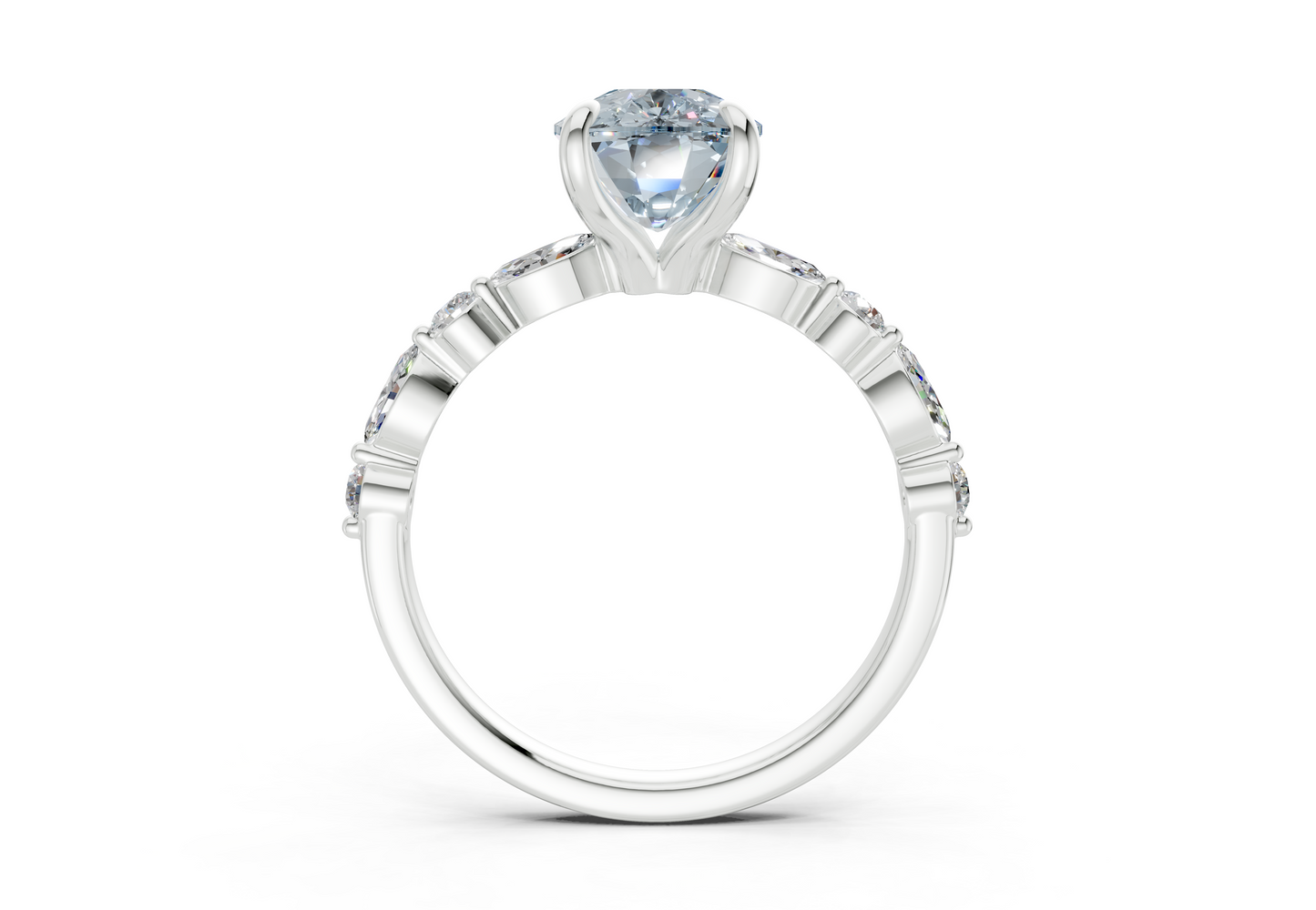 Aetheria Blue Diamond Accent Elongated Cushion Cut 2mm Engagement Ring
