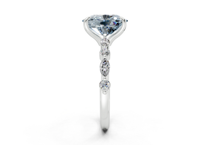 Aetheria Blue Diamond Accent Elongated Cushion Cut 2mm Engagement Ring