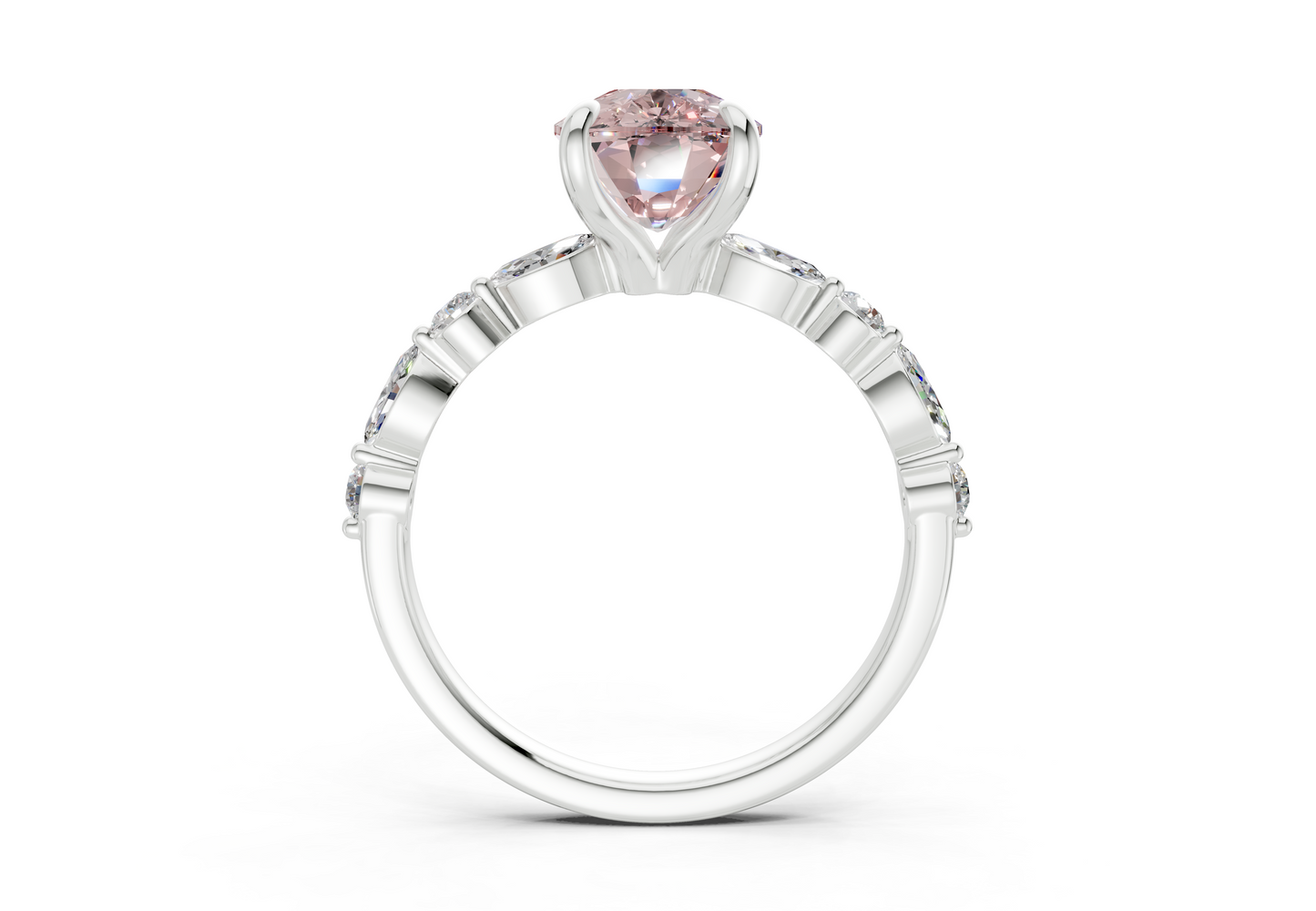 Aetheria Pink Diamond Accent Elongated Cushion Cut 2mm Engagement Ring