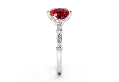 Aetheria Ruby Gemstone Accent Elongated Cushion Cut 2mm Engagement Ring