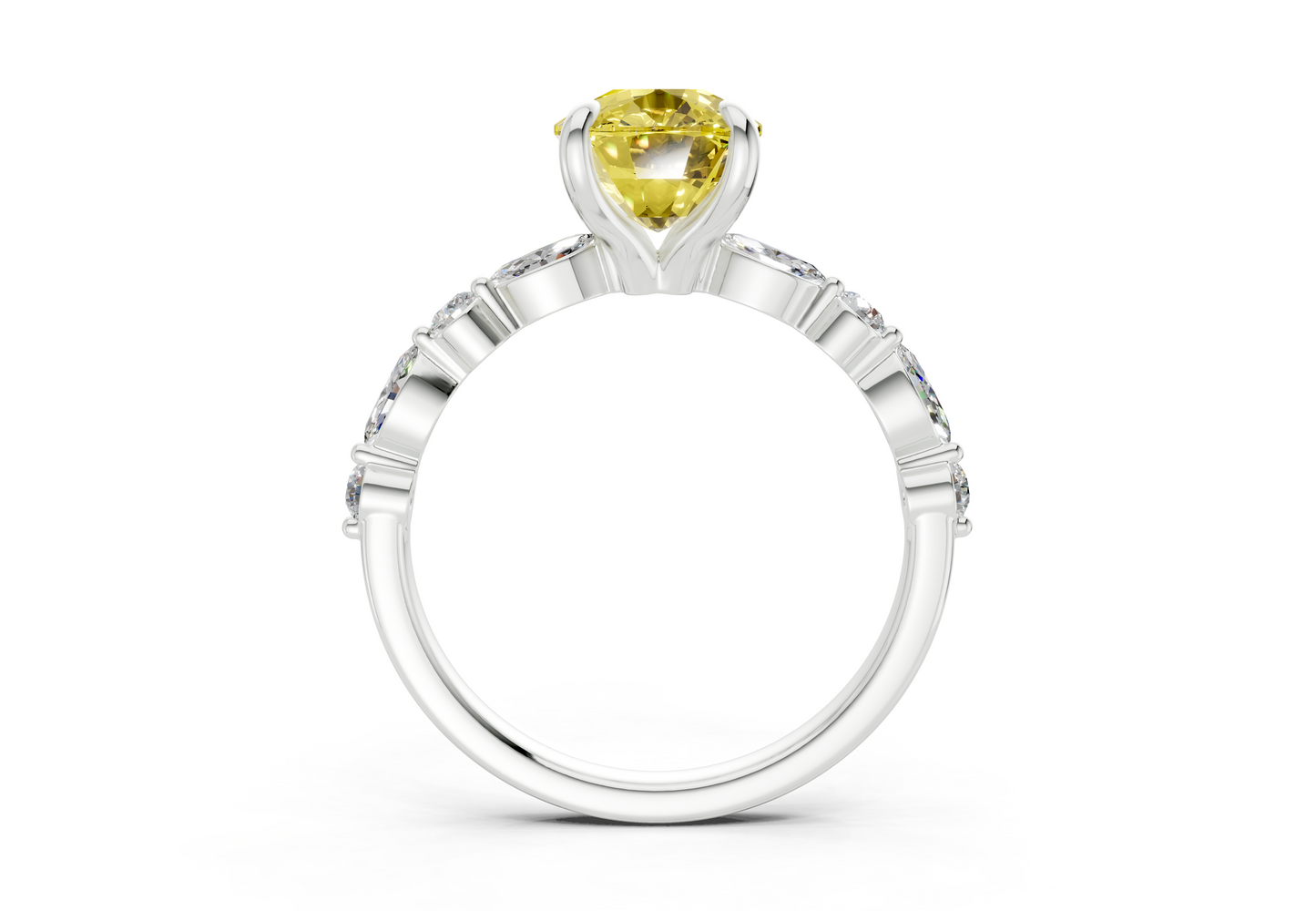 Aetheria Yellow Diamond Accent Elongated Cushion Cut 2mm Engagement Ring