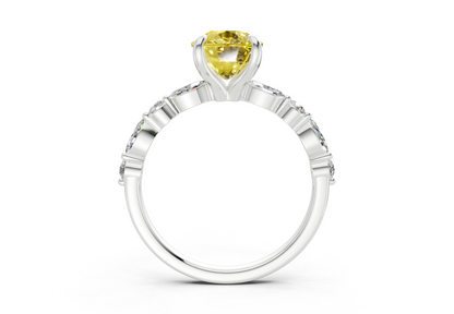 Aetheria Yellow Diamond Accent Elongated Cushion Cut 2mm Engagement Ring