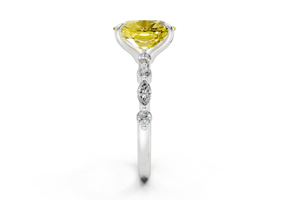 Aetheria Yellow Diamond Accent Elongated Cushion Cut 2mm Engagement Ring