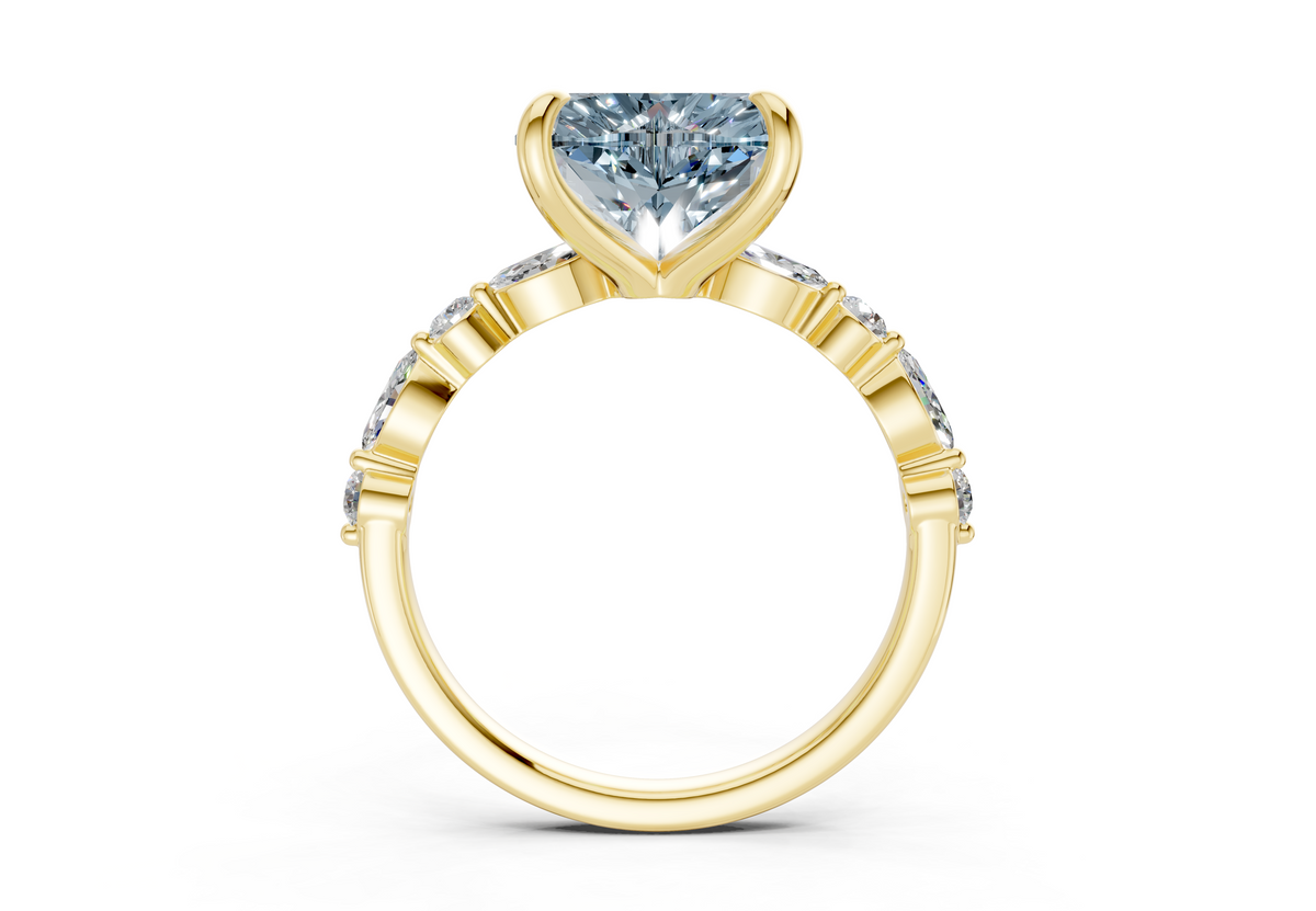 Aetheria Blue Diamond Accent Heart Cut 2mm Engagement Ring