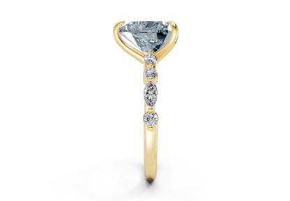 Aetheria Blue Diamond Accent Heart Cut 2mm Engagement Ring