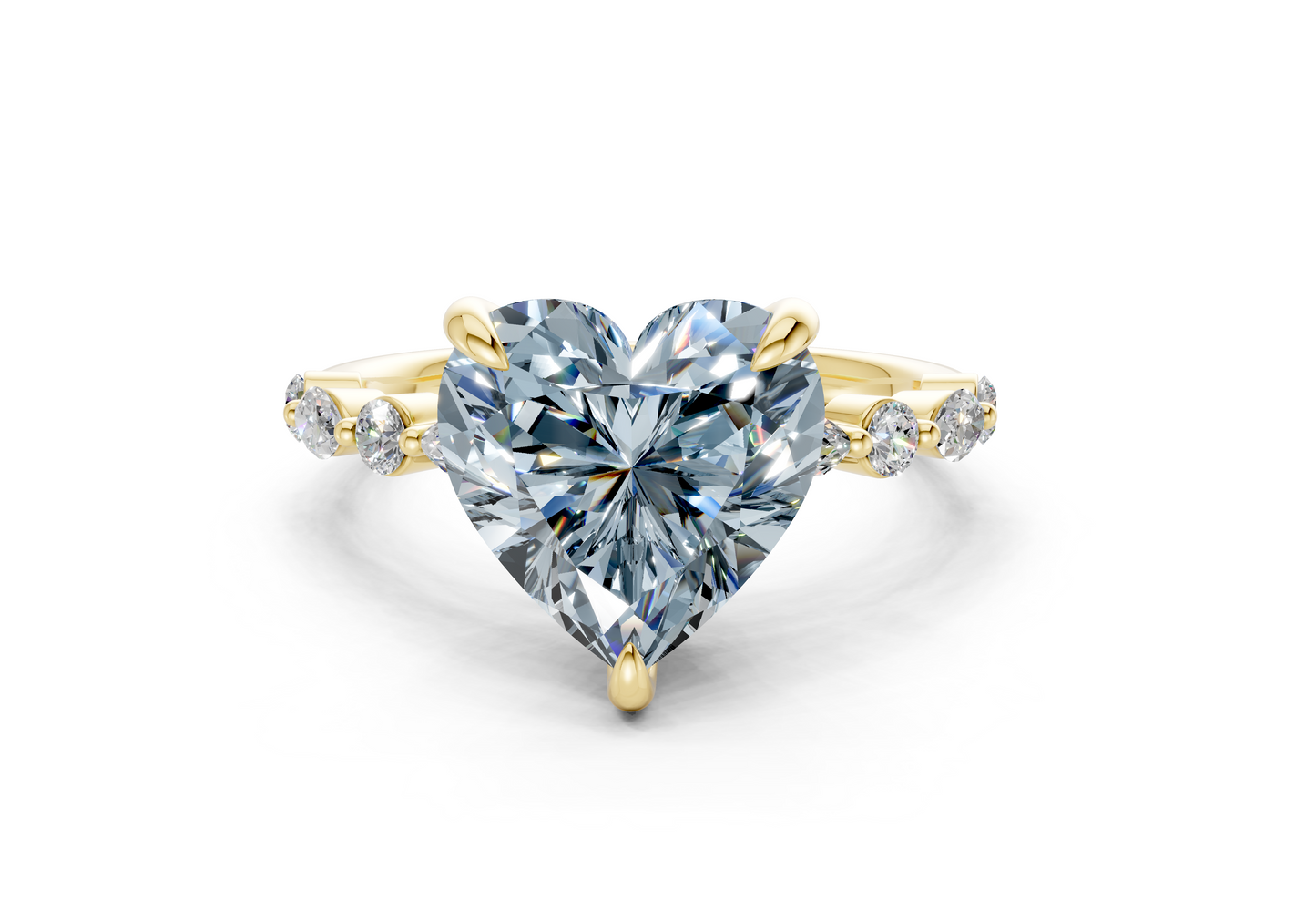 Aetheria Blue Diamond Accent Heart Cut 2mm Engagement Ring
