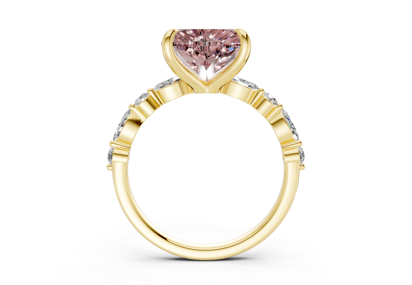 Aetheria Pink Diamond Accent Heart Cut 2mm Engagement Ring