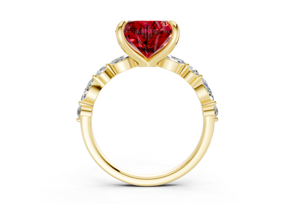 Aetheria Ruby Gemstone Accent Heart Cut 2mm Engagement Ring