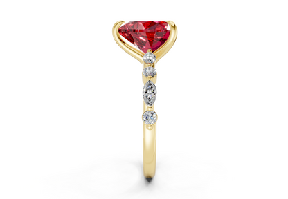 Aetheria Ruby Gemstone Accent Heart Cut 2mm Engagement Ring