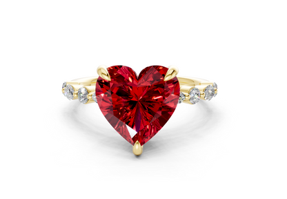 Aetheria Ruby Gemstone Accent Heart Cut 2mm Engagement Ring