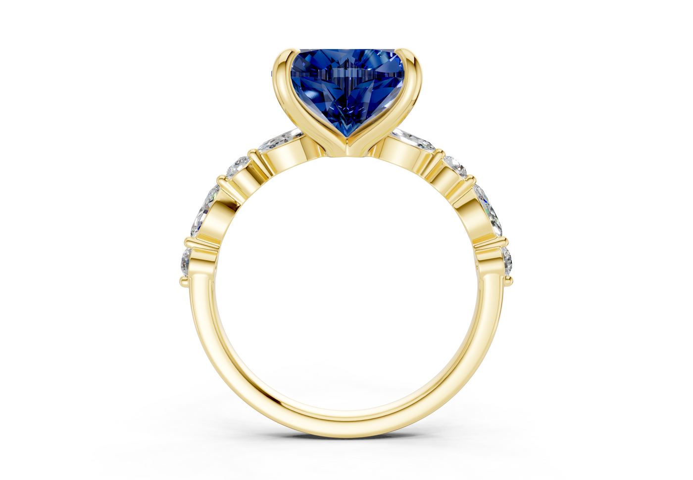 Aetheria Sapphire Gemstone Accent Heart Cut 2mm Engagement Ring