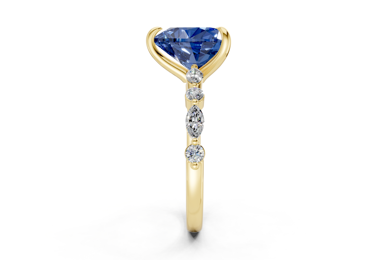 Aetheria Sapphire Gemstone Accent Heart Cut 2mm Engagement Ring