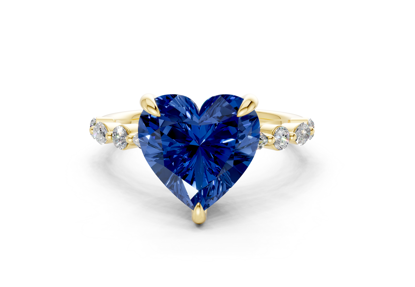 Aetheria Sapphire Gemstone Accent Heart Cut 2mm Engagement Ring