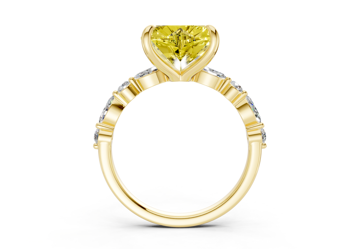 Aetheria Yellow Diamond Accent Heart Cut 2mm Engagement Ring