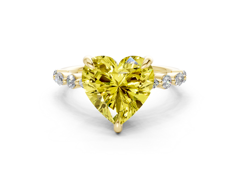 Aetheria Yellow Diamond Accent Heart Cut 2mm Engagement Ring