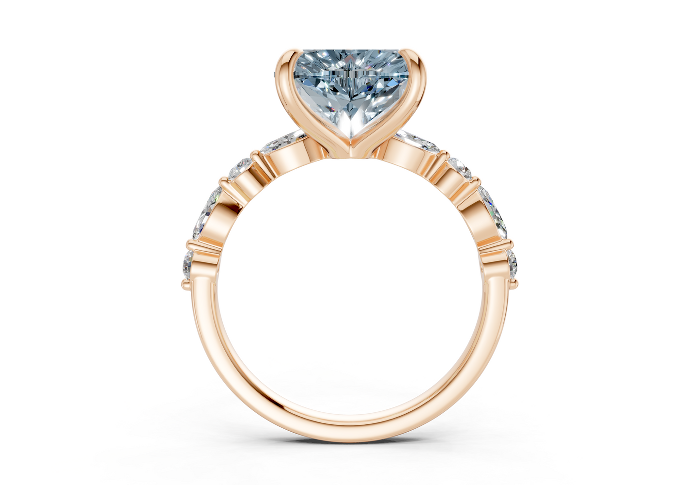 Aetheria Blue Diamond Accent Heart Cut 2mm Engagement Ring