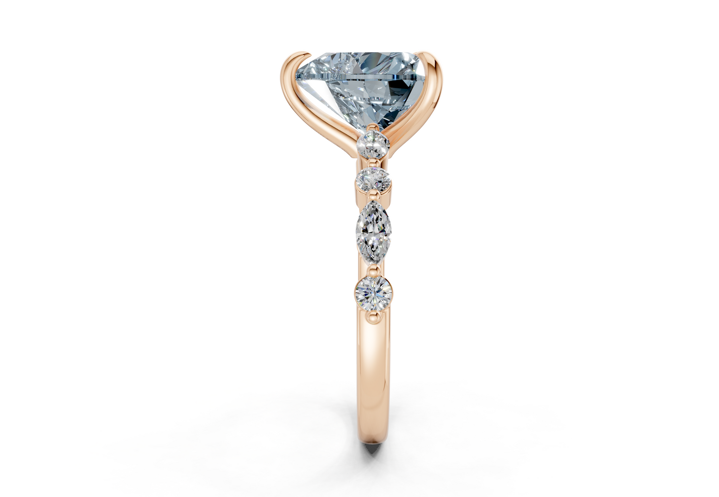 Aetheria Blue Diamond Accent Heart Cut 2mm Engagement Ring