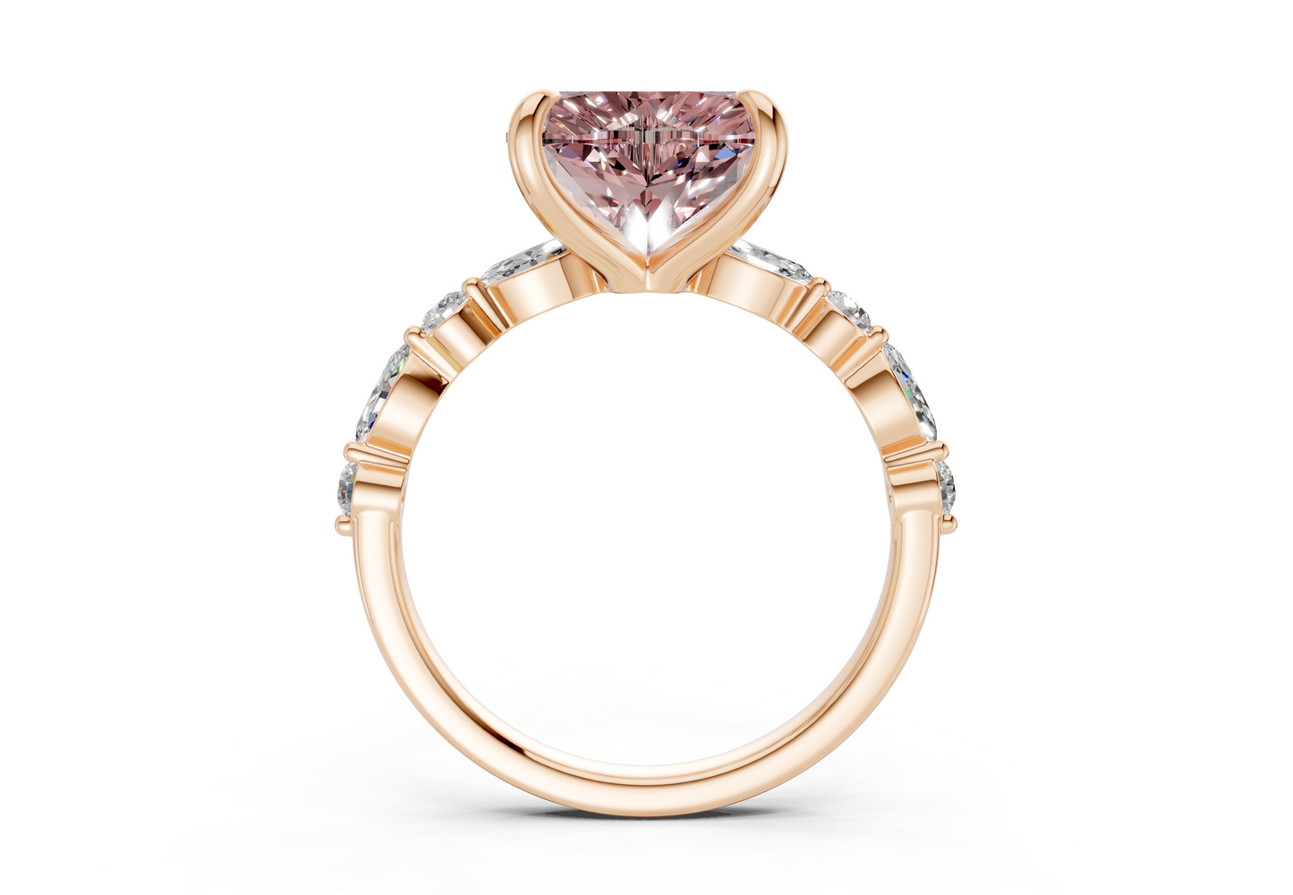 Aetheria Pink Diamond Accent Heart Cut 2mm Engagement Ring
