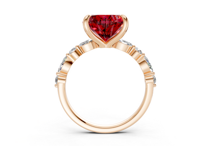 Aetheria Ruby Gemstone Accent Heart Cut 2mm Engagement Ring