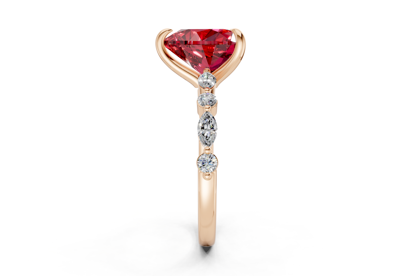 Aetheria Ruby Gemstone Accent Heart Cut 2mm Engagement Ring