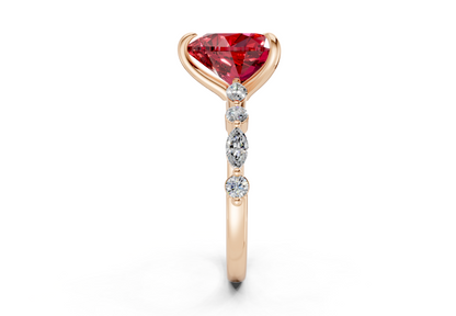 Aetheria Ruby Gemstone Accent Heart Cut 2mm Engagement Ring