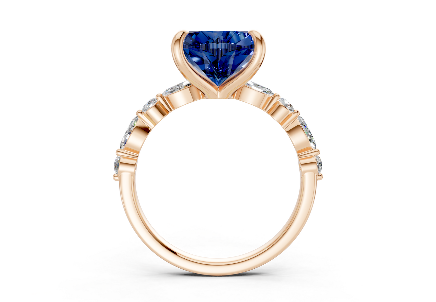 Aetheria Sapphire Gemstone Accent Heart Cut 2mm Engagement Ring