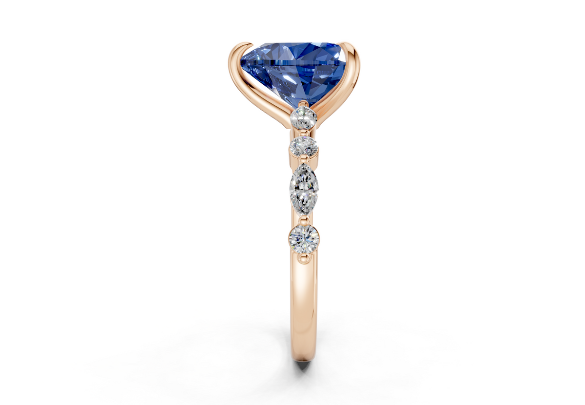 Aetheria Sapphire Gemstone Accent Heart Cut 2mm Engagement Ring
