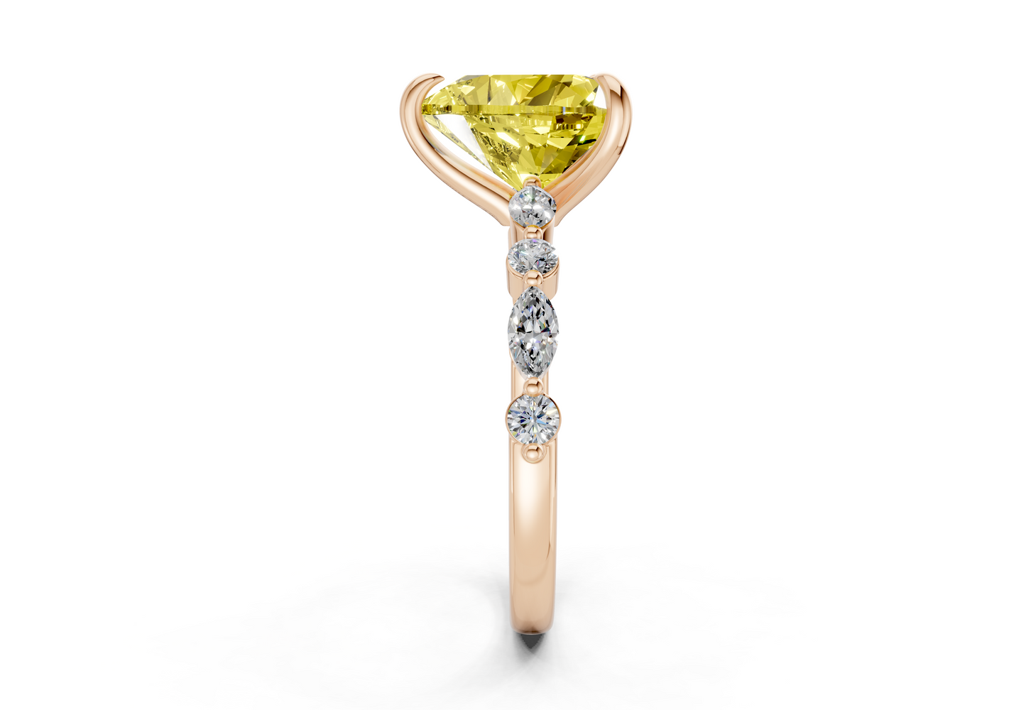 Aetheria Yellow Diamond Accent Heart Cut 2mm Engagement Ring
