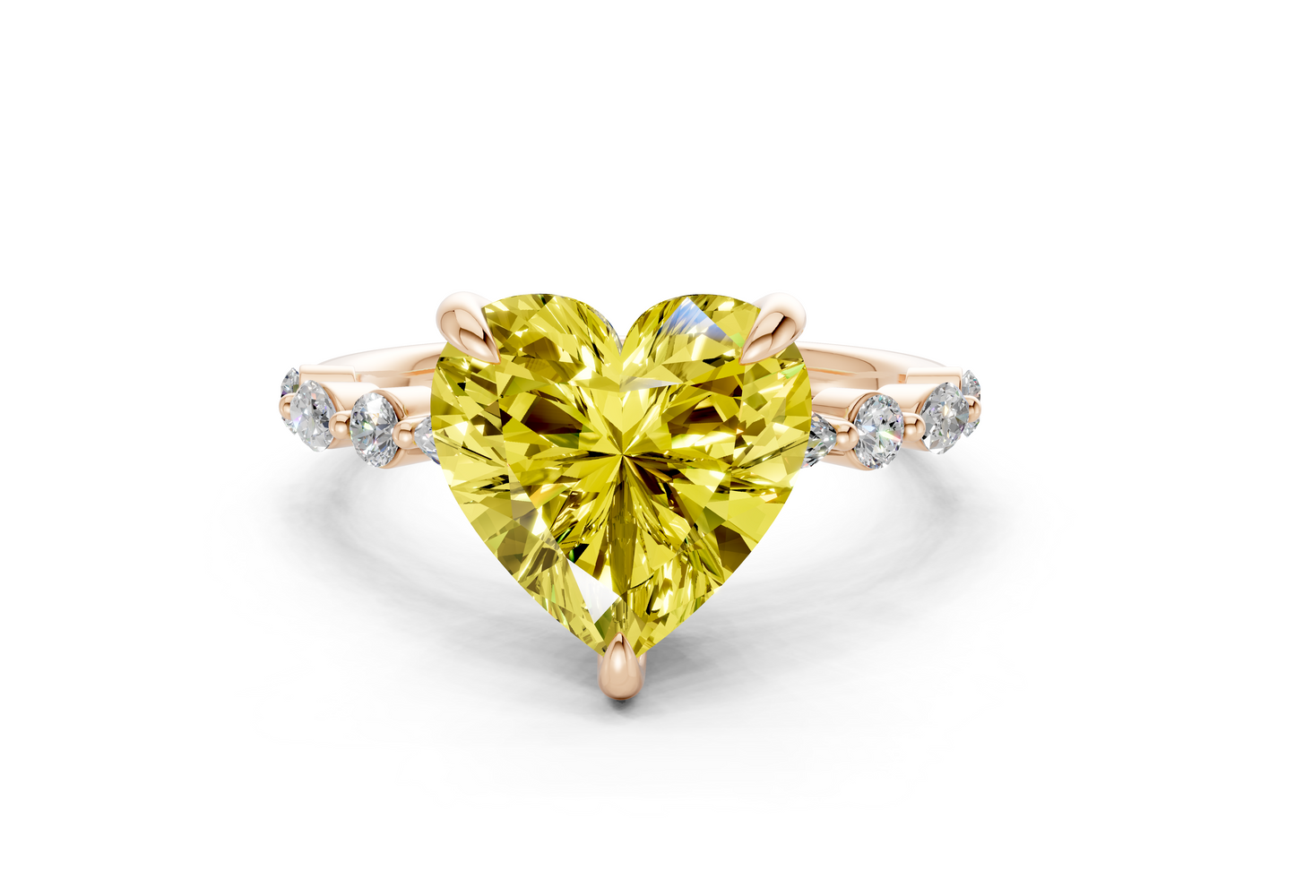 Aetheria Yellow Diamond Accent Heart Cut 2mm Engagement Ring