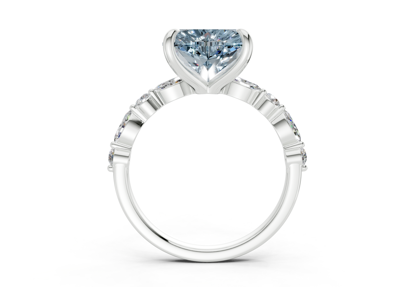 Aetheria Blue Diamond Accent Heart Cut 2mm Engagement Ring