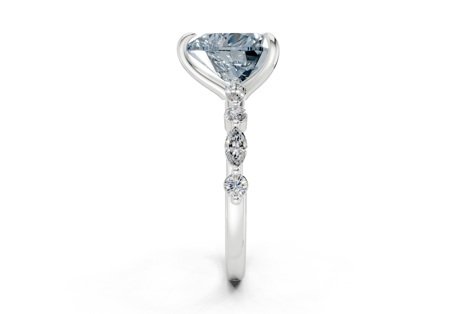 Aetheria Blue Diamond Accent Heart Cut 2mm Engagement Ring