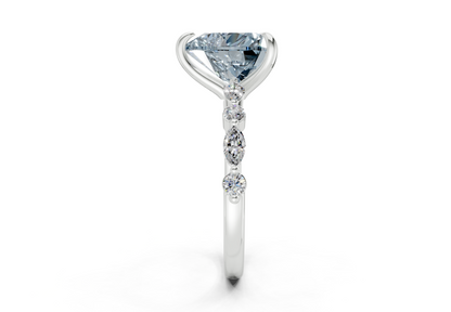 Aetheria Blue Diamond Accent Heart Cut 2mm Engagement Ring