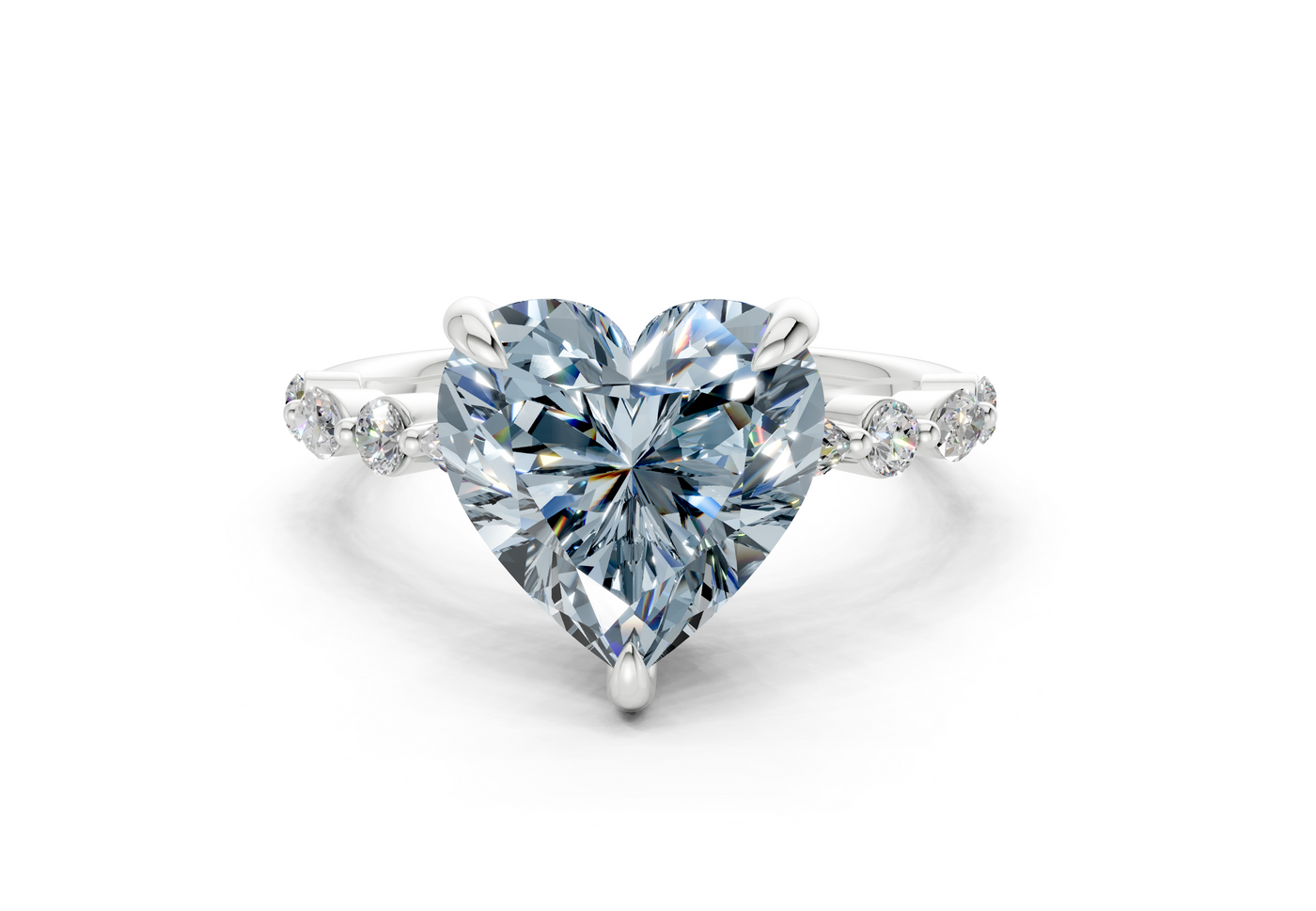 Aetheria Blue Diamond Accent Heart Cut 2mm Engagement Ring