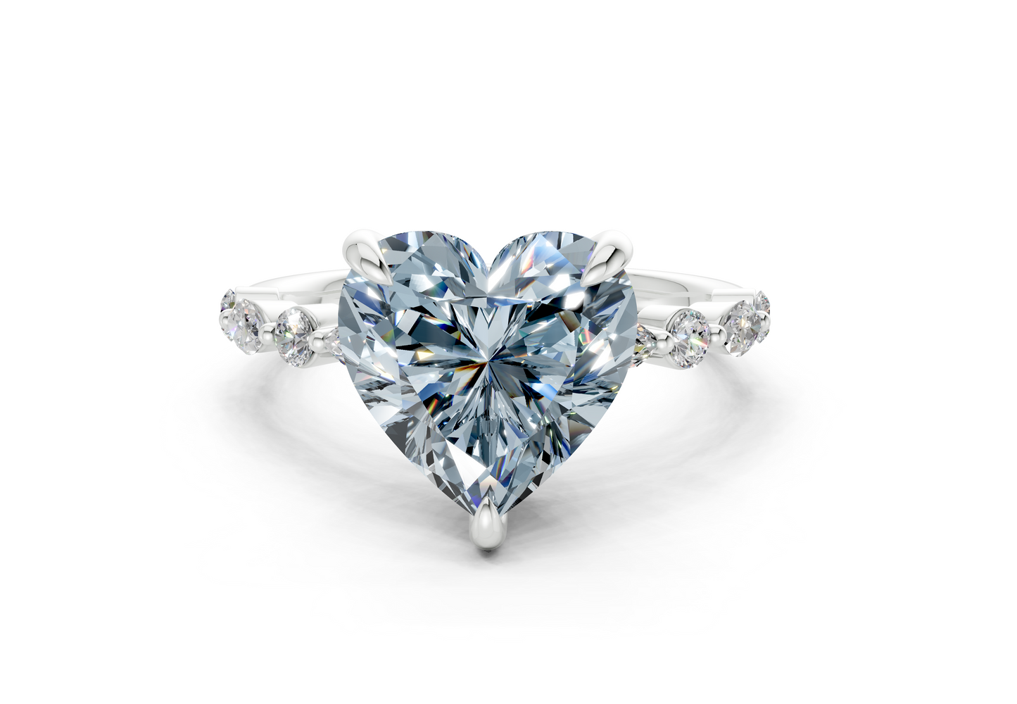 Aetheria Blue Diamond Accent Heart Cut 2mm Engagement Ring