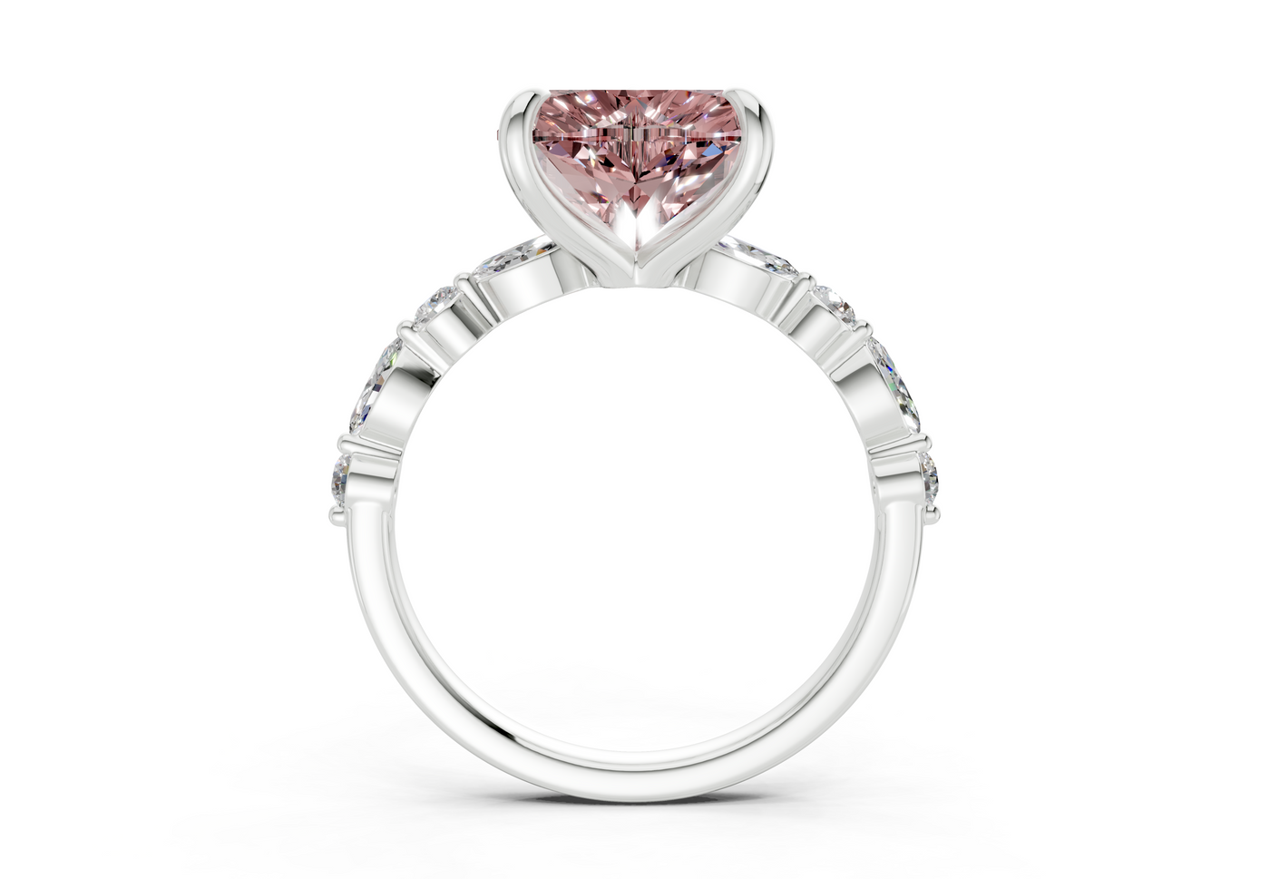 Aetheria Pink Diamond Accent Heart Cut 2mm Engagement Ring