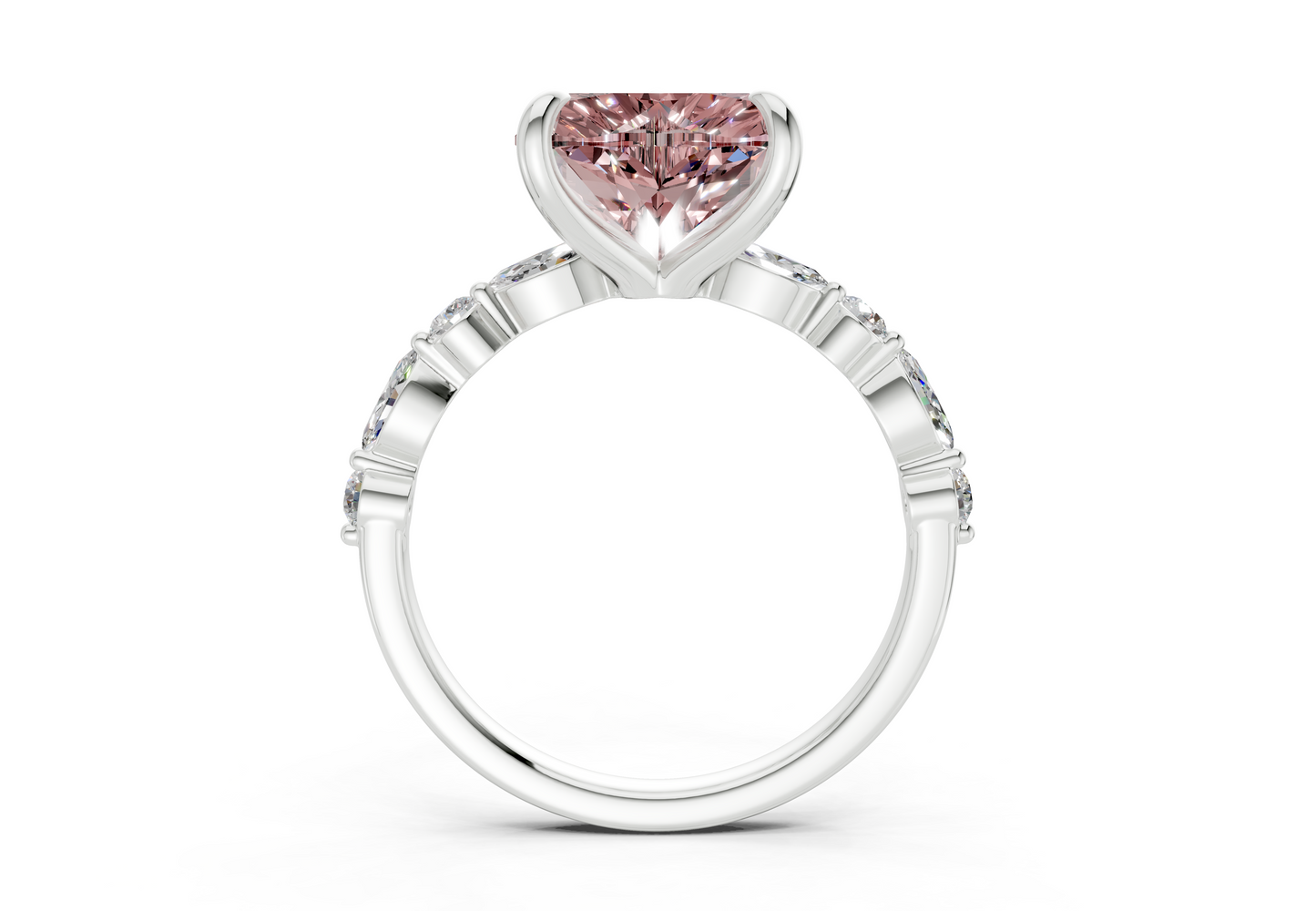 Aetheria Pink Diamond Accent Heart Cut 2mm Engagement Ring
