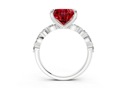 Aetheria Ruby Gemstone Accent Heart Cut 2mm Engagement Ring
