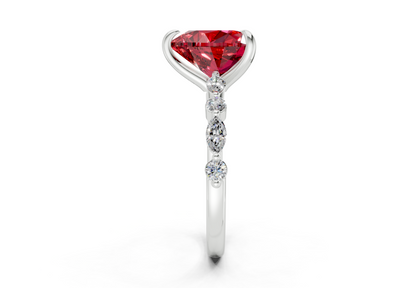 Aetheria Ruby Gemstone Accent Heart Cut 2mm Engagement Ring