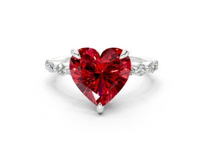 Aetheria Ruby Gemstone Accent Heart Cut 2mm Engagement Ring