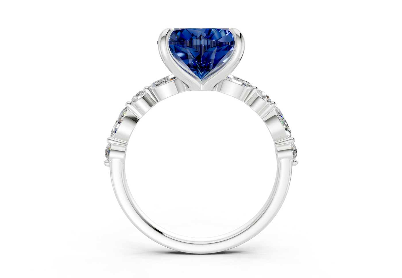 Aetheria Sapphire Gemstone Accent Heart Cut 2mm Engagement Ring