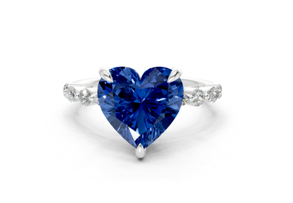 Aetheria Sapphire Gemstone Accent Heart Cut 2mm Engagement Ring
