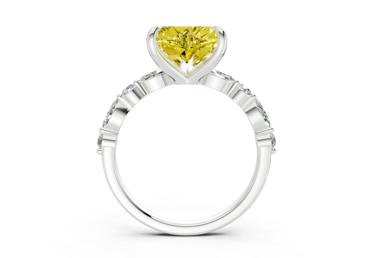 Aetheria Yellow Diamond Accent Heart Cut 2mm Engagement Ring