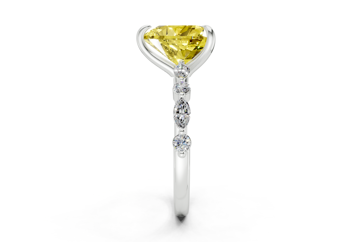Aetheria Yellow Diamond Accent Heart Cut 2mm Engagement Ring
