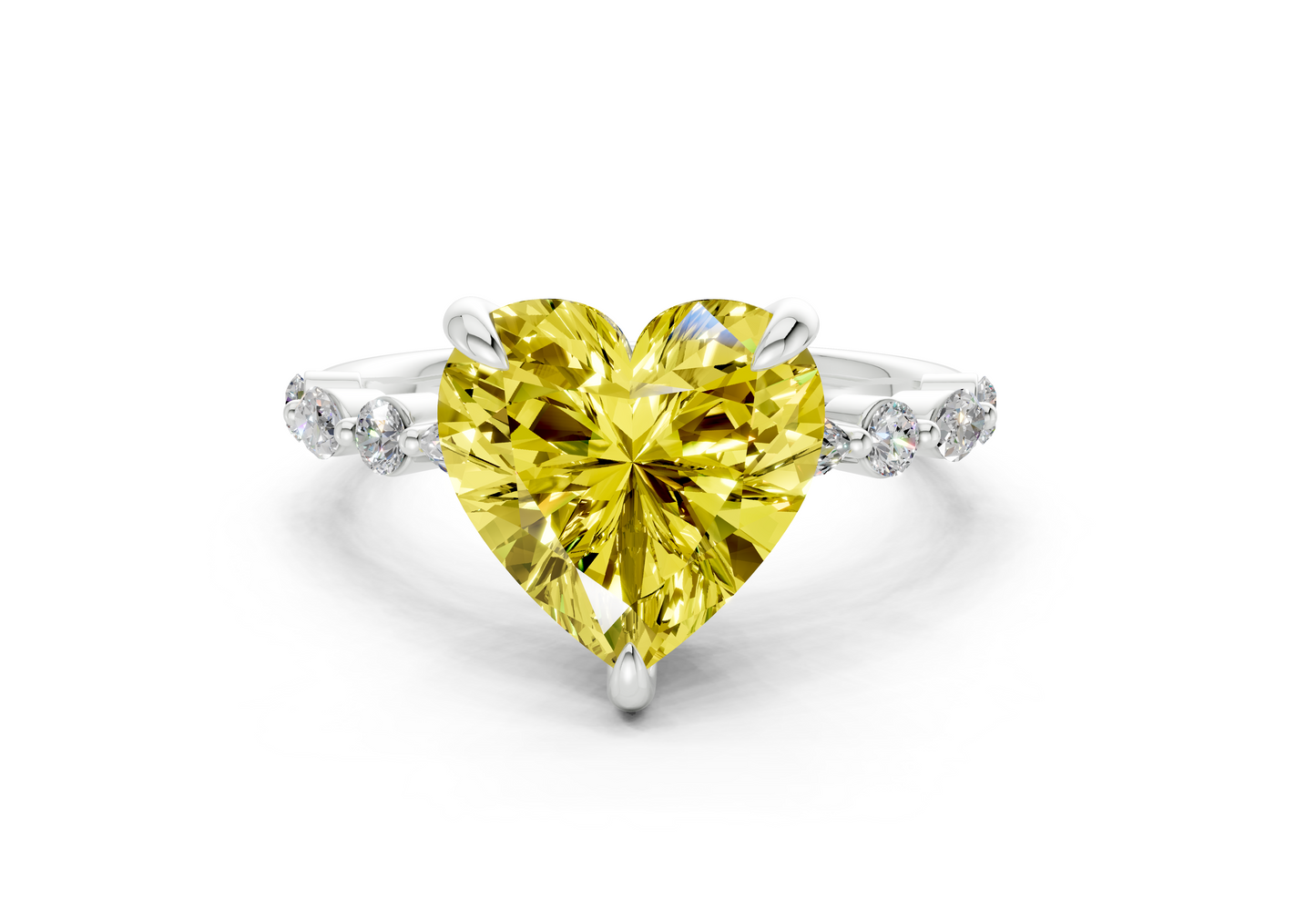 Aetheria Yellow Diamond Accent Heart Cut 2mm Engagement Ring
