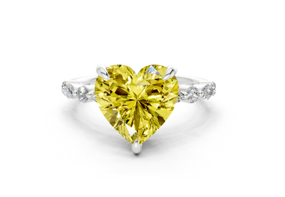 Aetheria Yellow Diamond Accent Heart Cut 2mm Engagement Ring