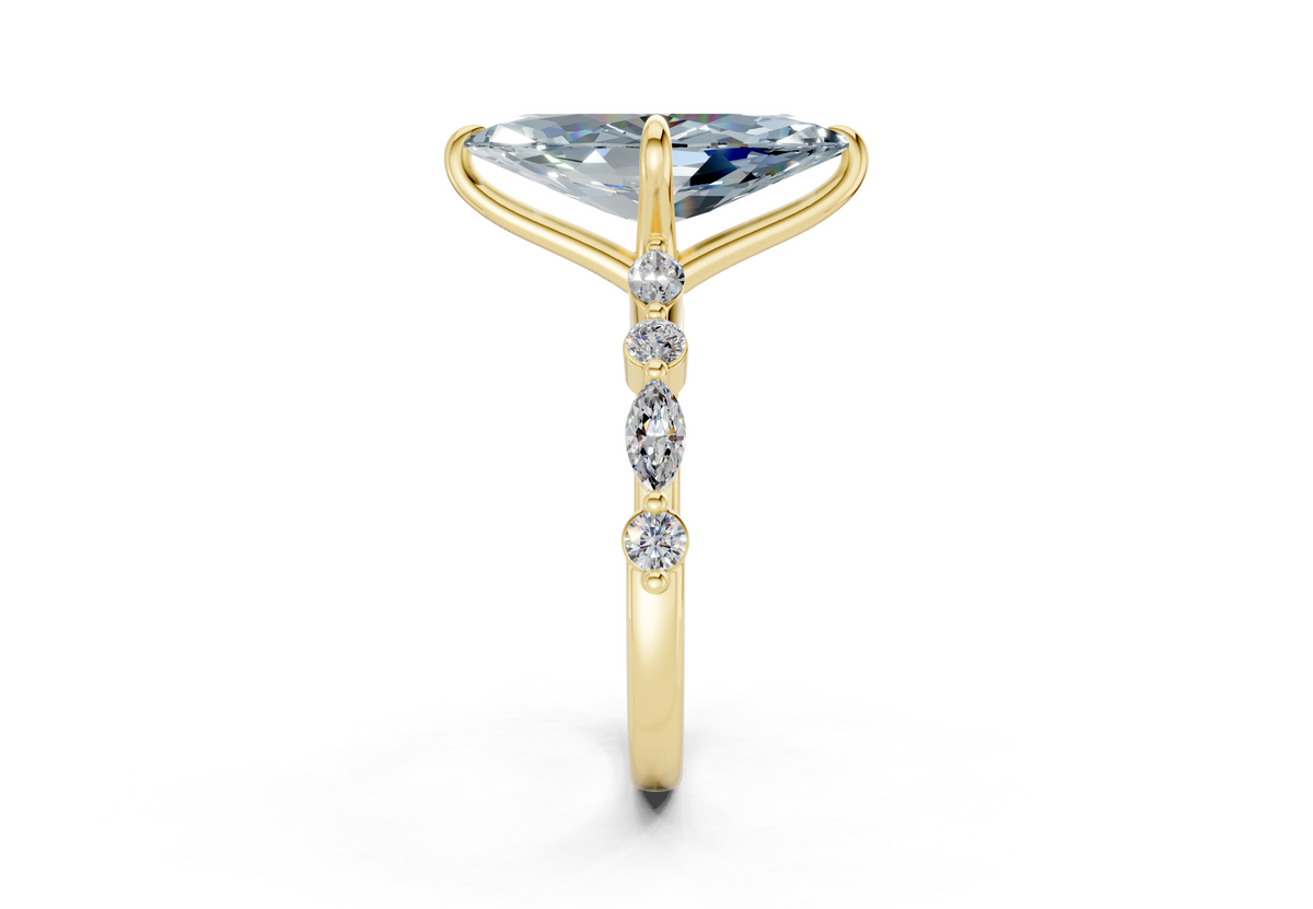 Aetheria Blue Diamond Accent Marquise Cut 2mm Engagement Ring