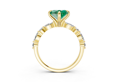 Aetheria Emerald Gemstone Accent Marquise Cut 2mm Engagement Ring