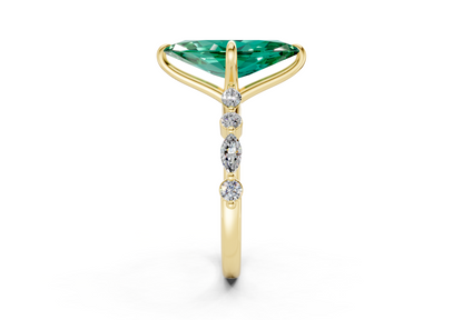 Aetheria Emerald Gemstone Accent Marquise Cut 2mm Engagement Ring