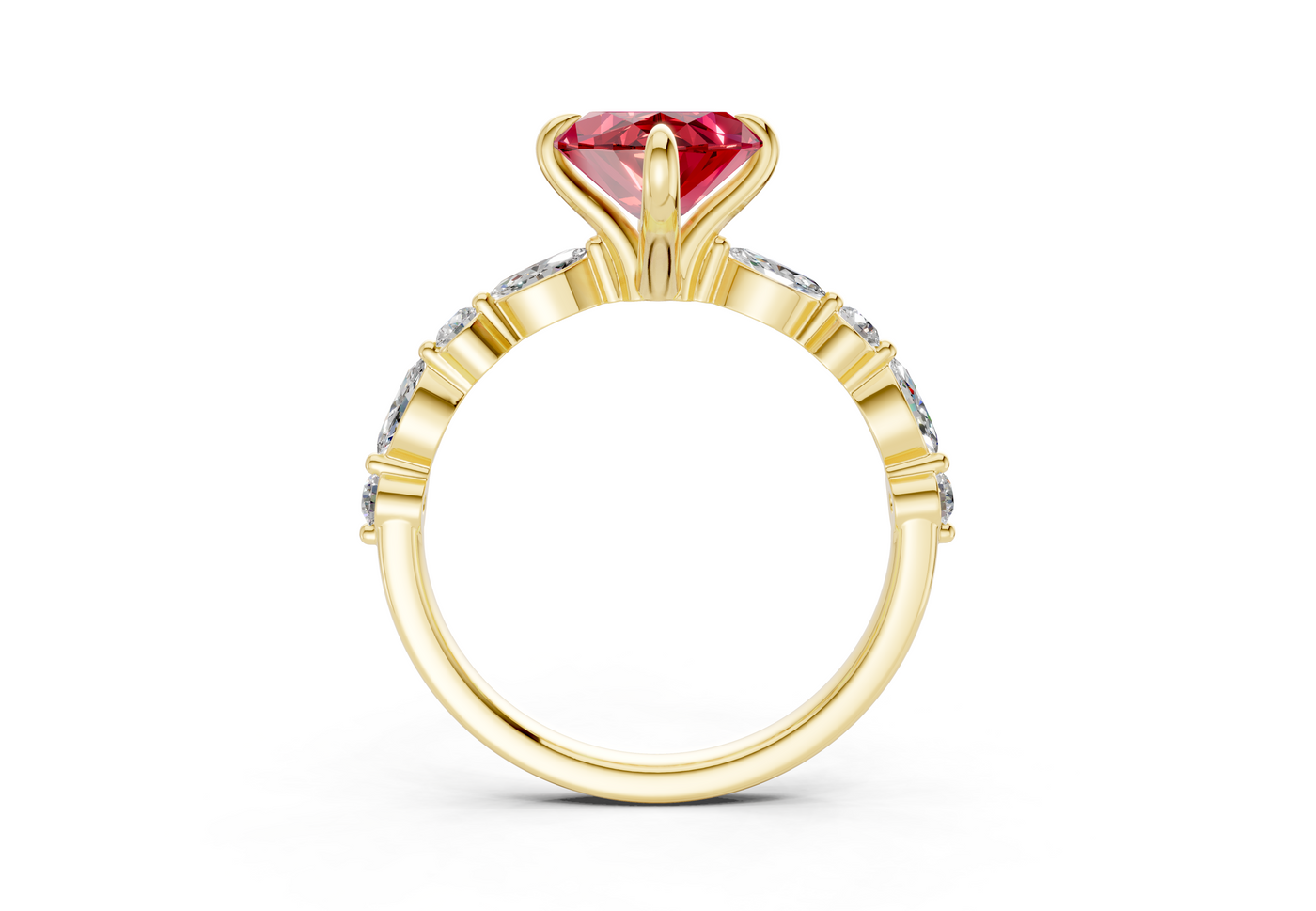Aetheria Ruby Gemstone Accent Marquise Cut 2mm Engagement Ring