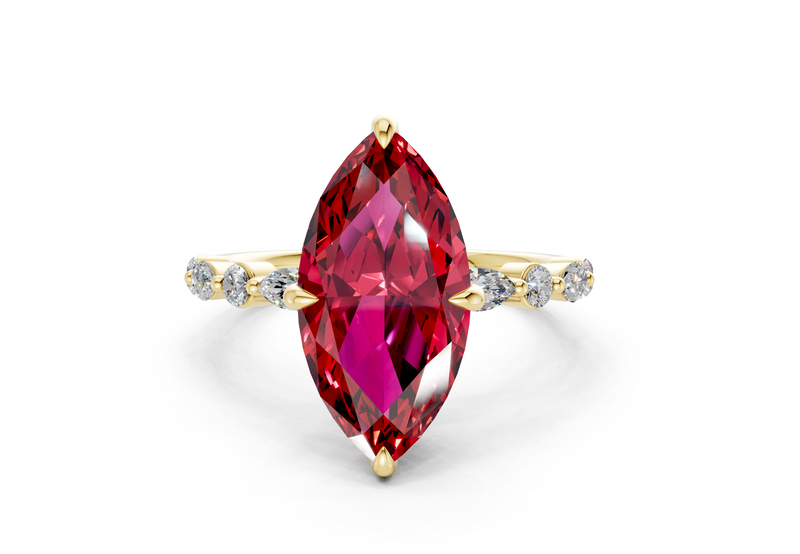 Aetheria Ruby Gemstone Accent Marquise Cut 2mm Engagement Ring